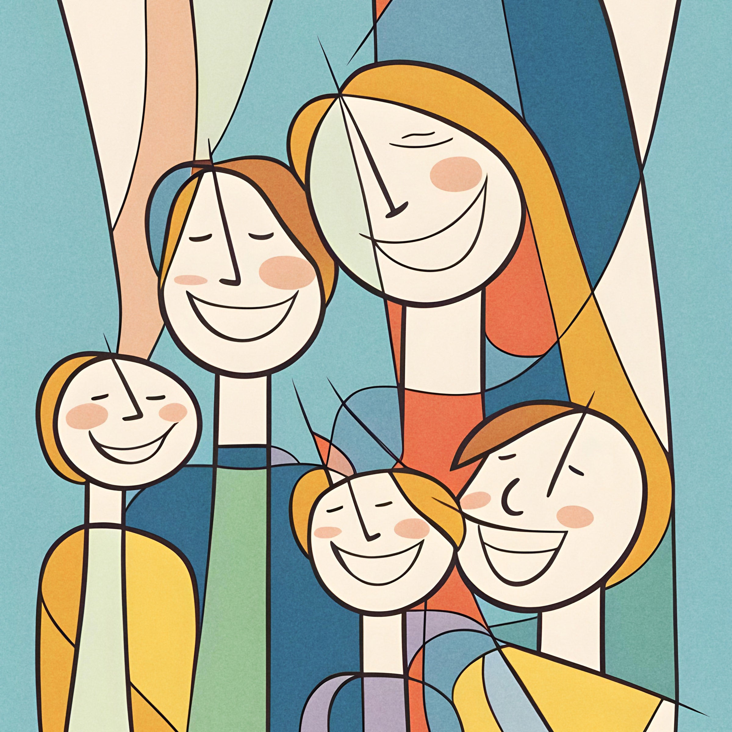 Illustration of family playing Fun Fact Trivia Deck Game