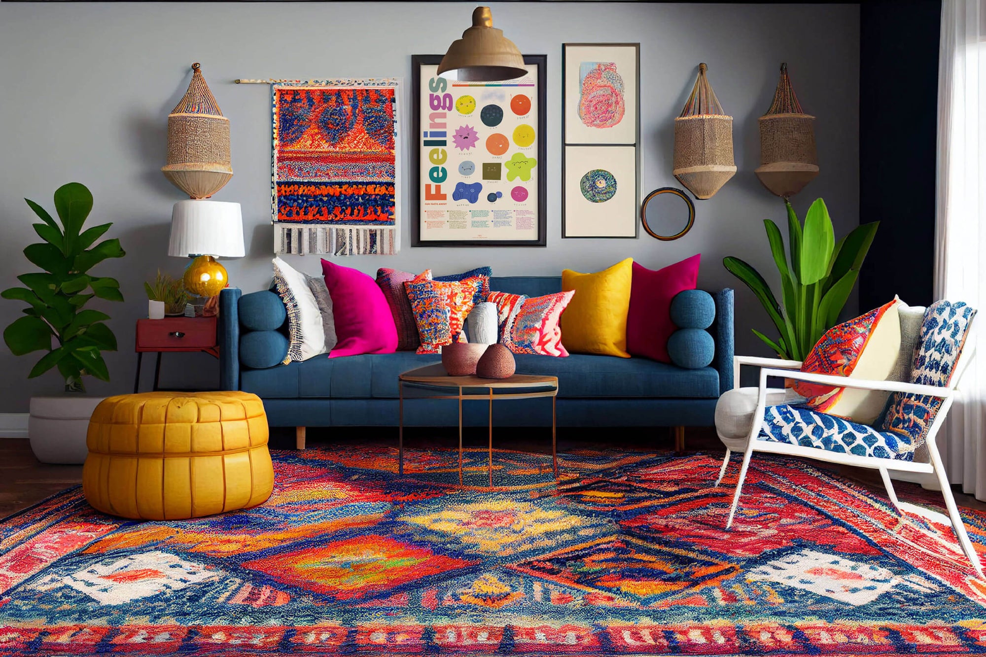 colorful room with fun fact feelings poster