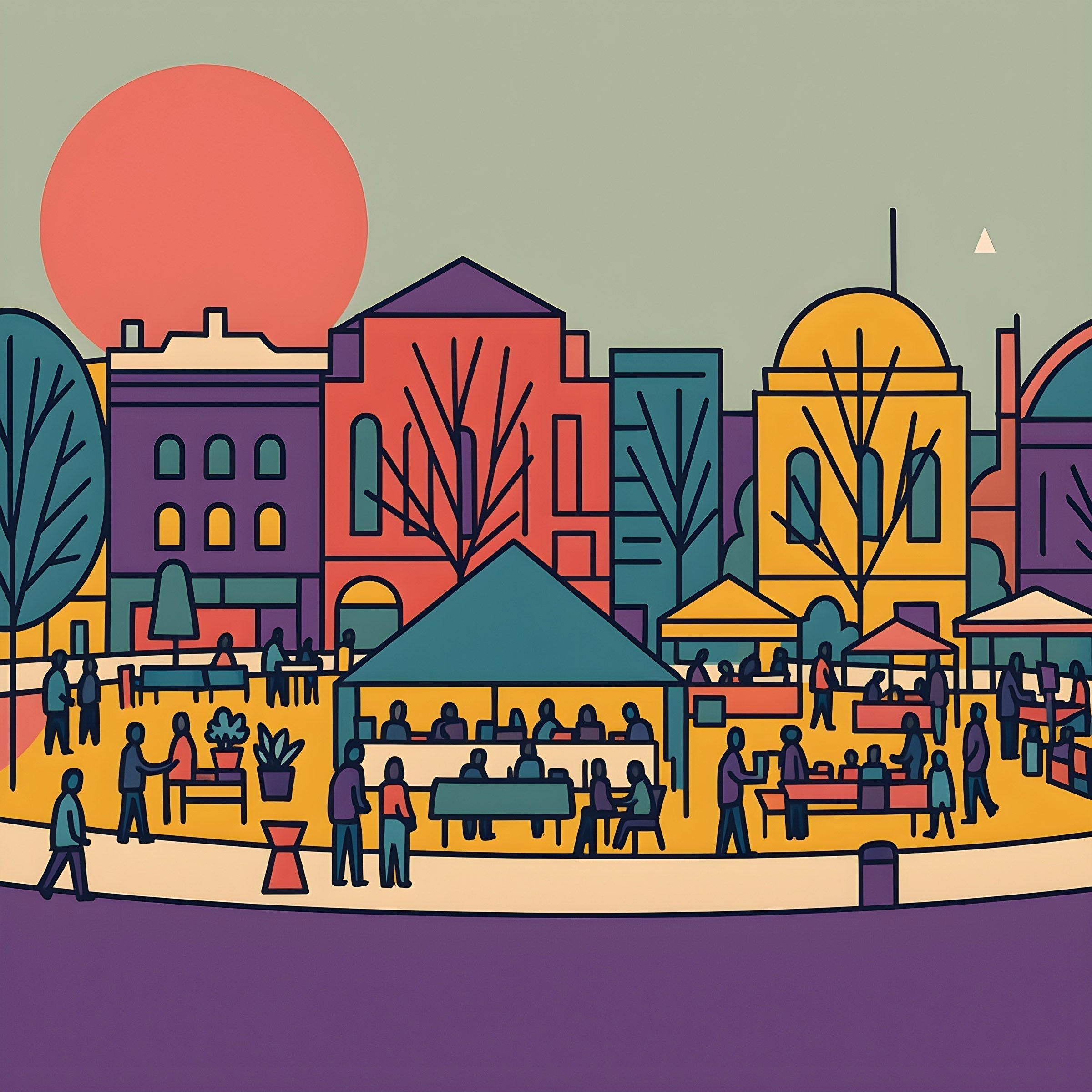 illustration of the city flea in washington park cincinnati