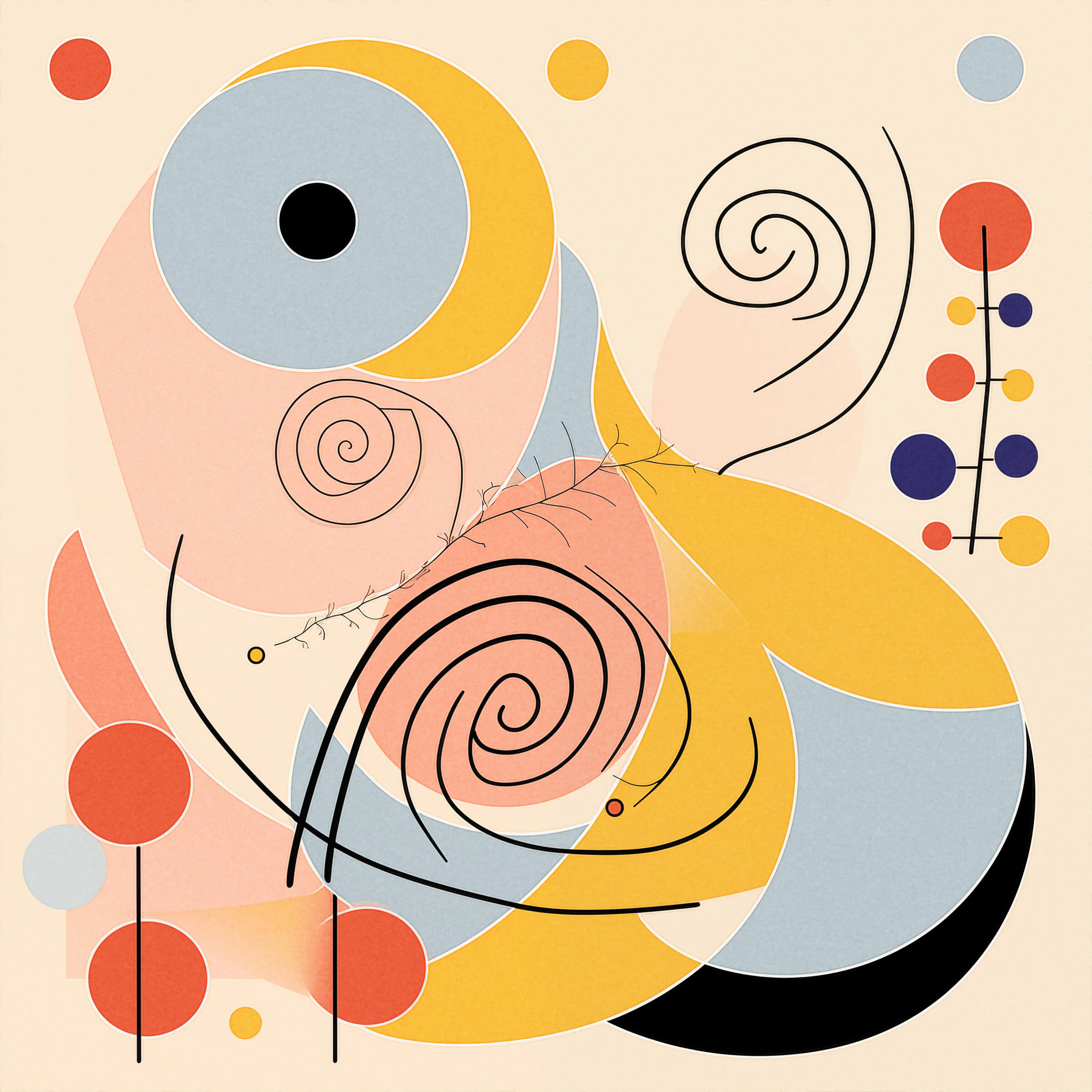 Fibonacci spirals in nature illustration