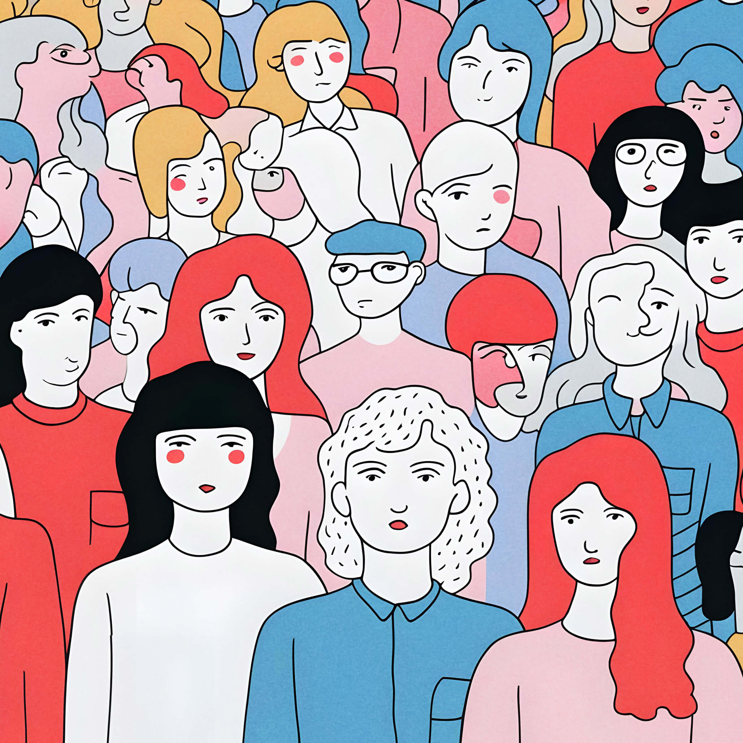 illustrated crowd of people - fun facts about people being stupid