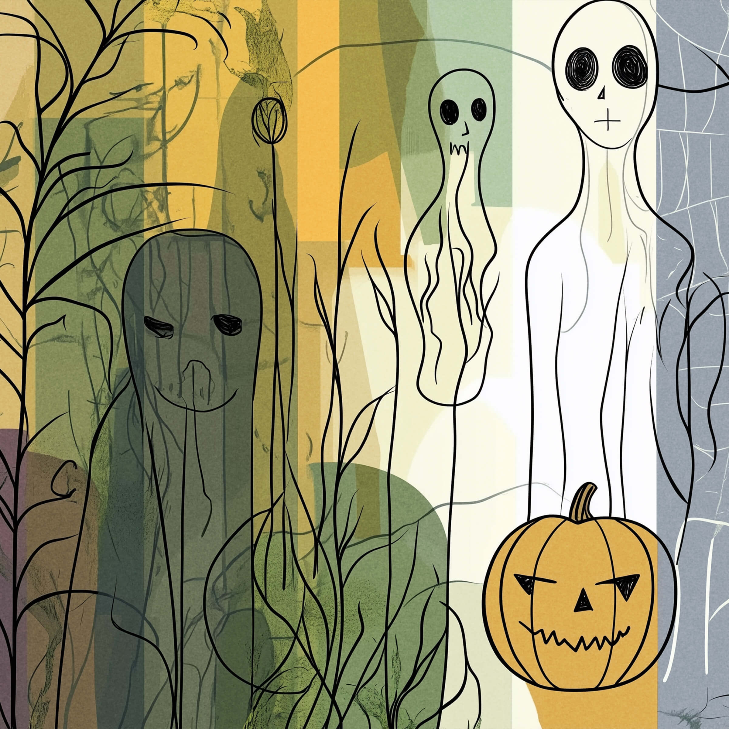 Halloween Trivia Ghost Illustration
