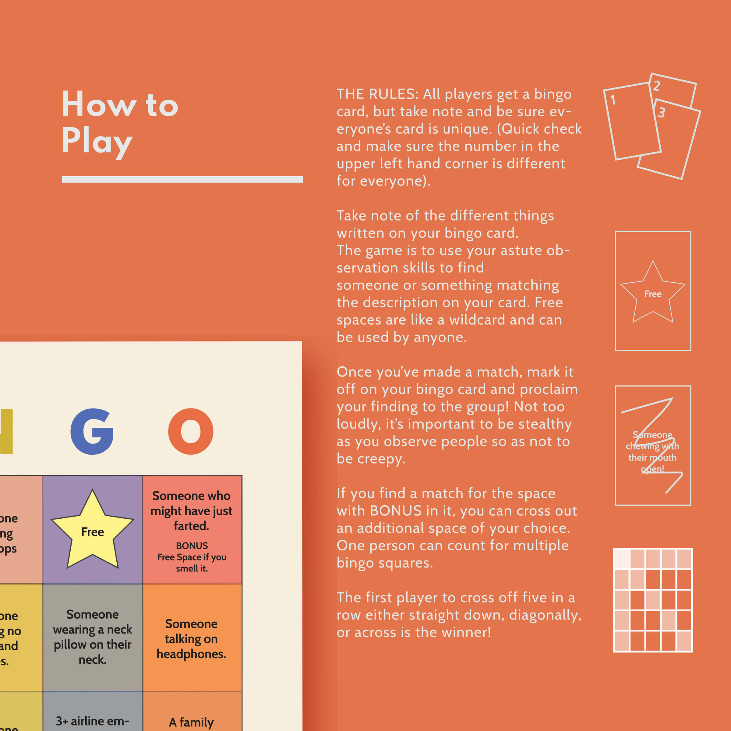 People Watching Bingo Game - Printable Digital Download