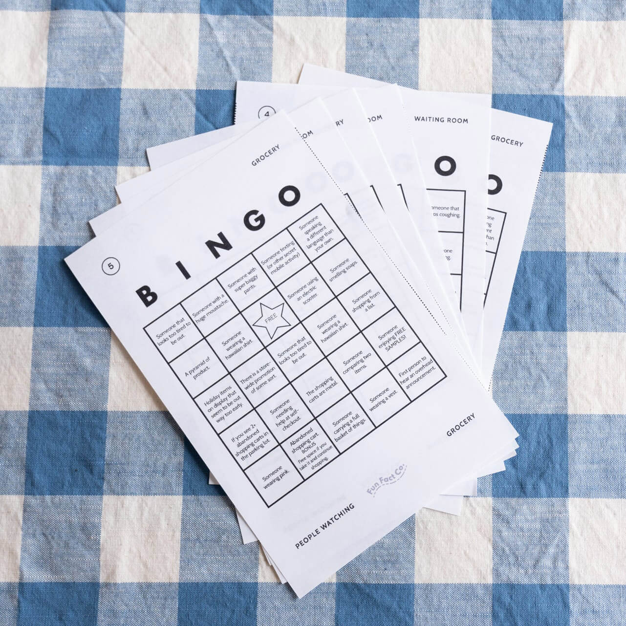 People Watching Bingo printable sheets
