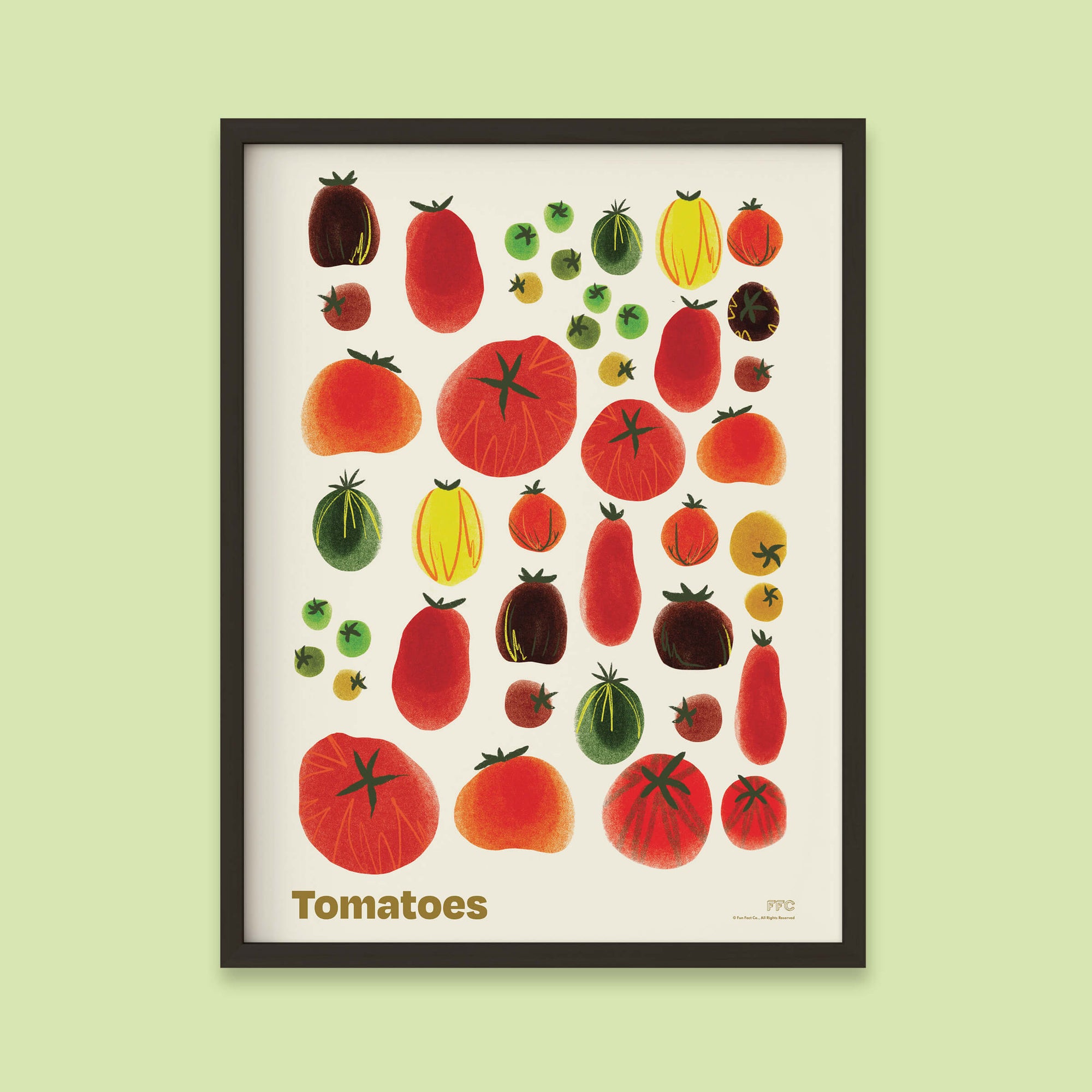 Artistic Illustration of Tomatoes - Black Wood Frame Poster